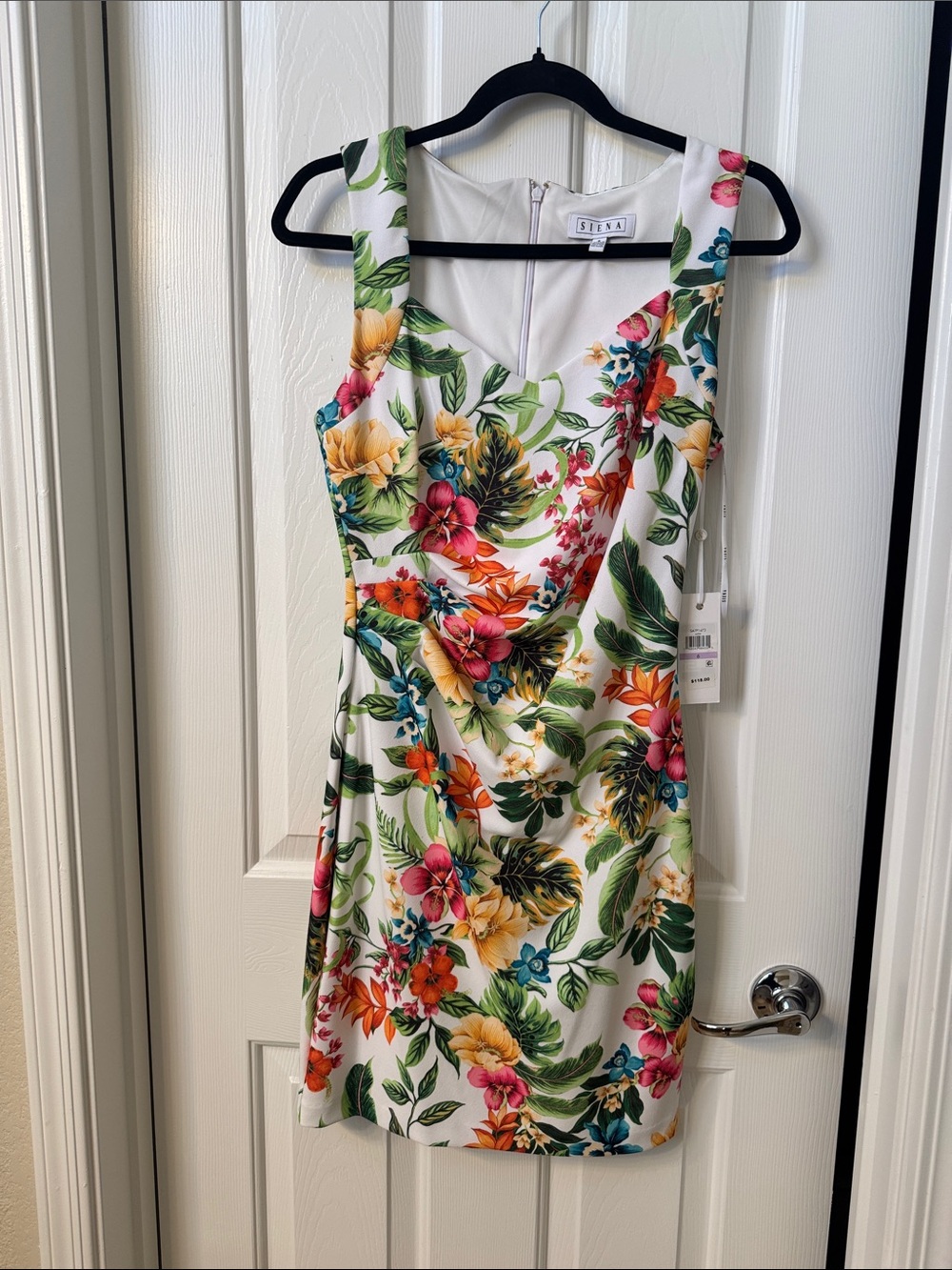 Siena Studio White Tropical Floral Mini Dress